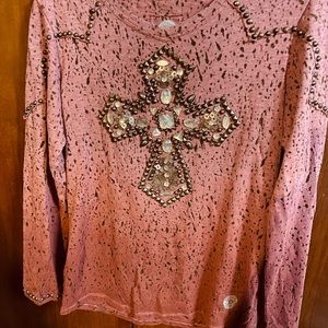 Double D embellished shirt size M.  Long sleeve embellished on back too.